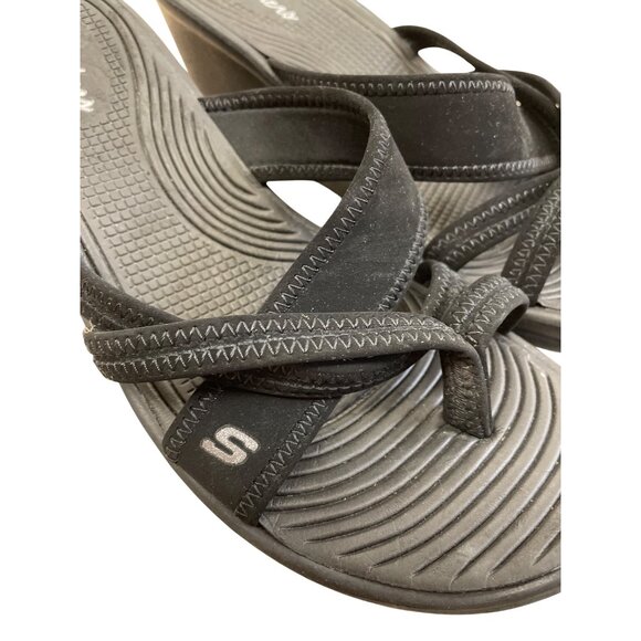 Skechers Womens Black Wedge 2.5" Heel Slip-On Sandals Size 9 SKU 8349 - Picture 10 of 15